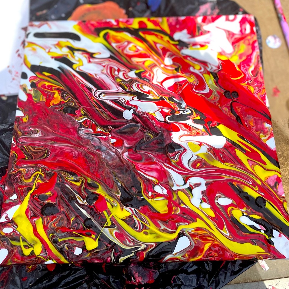 Handmade Liquid Pour Contemporary Acrylic on Canvas